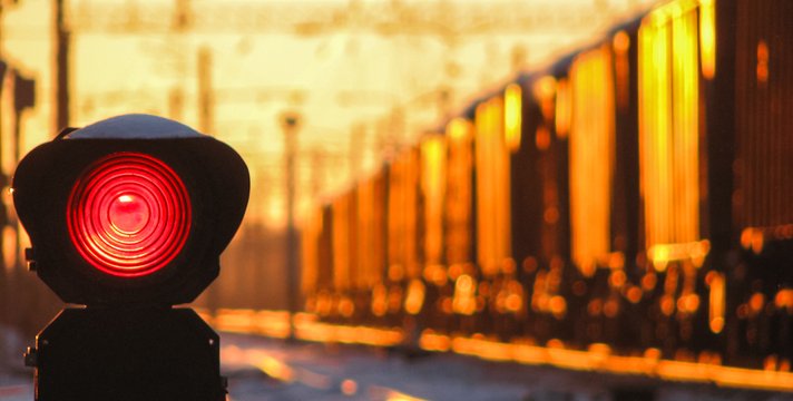 Rote Bahnsignalleuchte